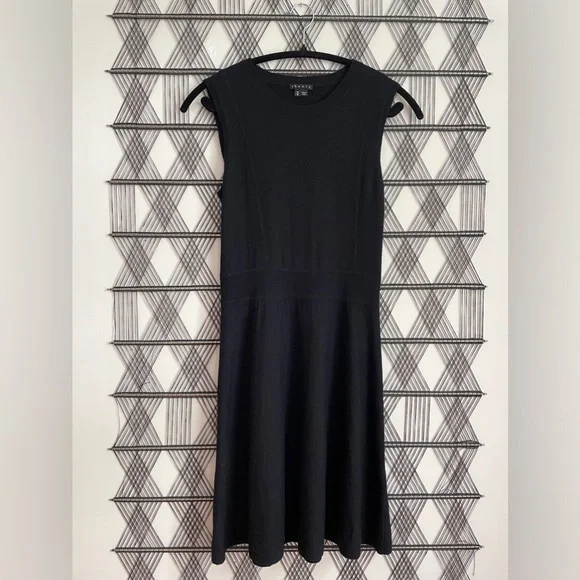 Theory | Dresses | Theory Sleeveless Wool Fit And Flare Black Midi Sweater  Dress | Poshmark
